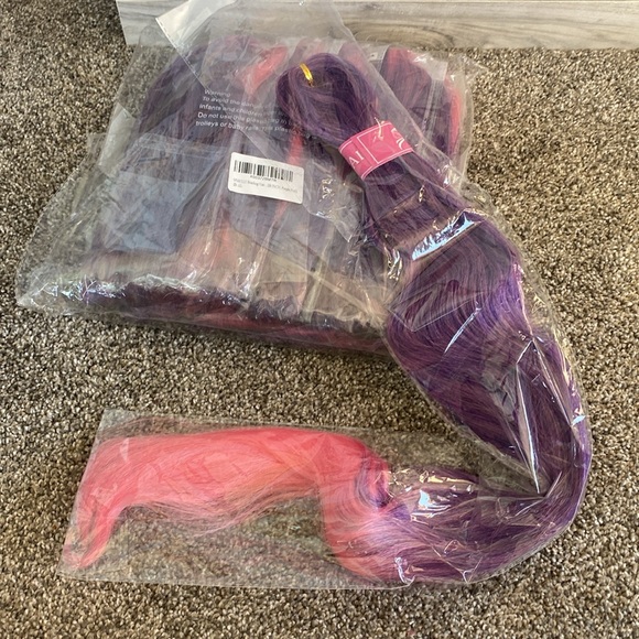 MSBELLE Braiding Pink Purple Braiding Hair 6 Pack Hair Pre stretched - Picture 7 of 8